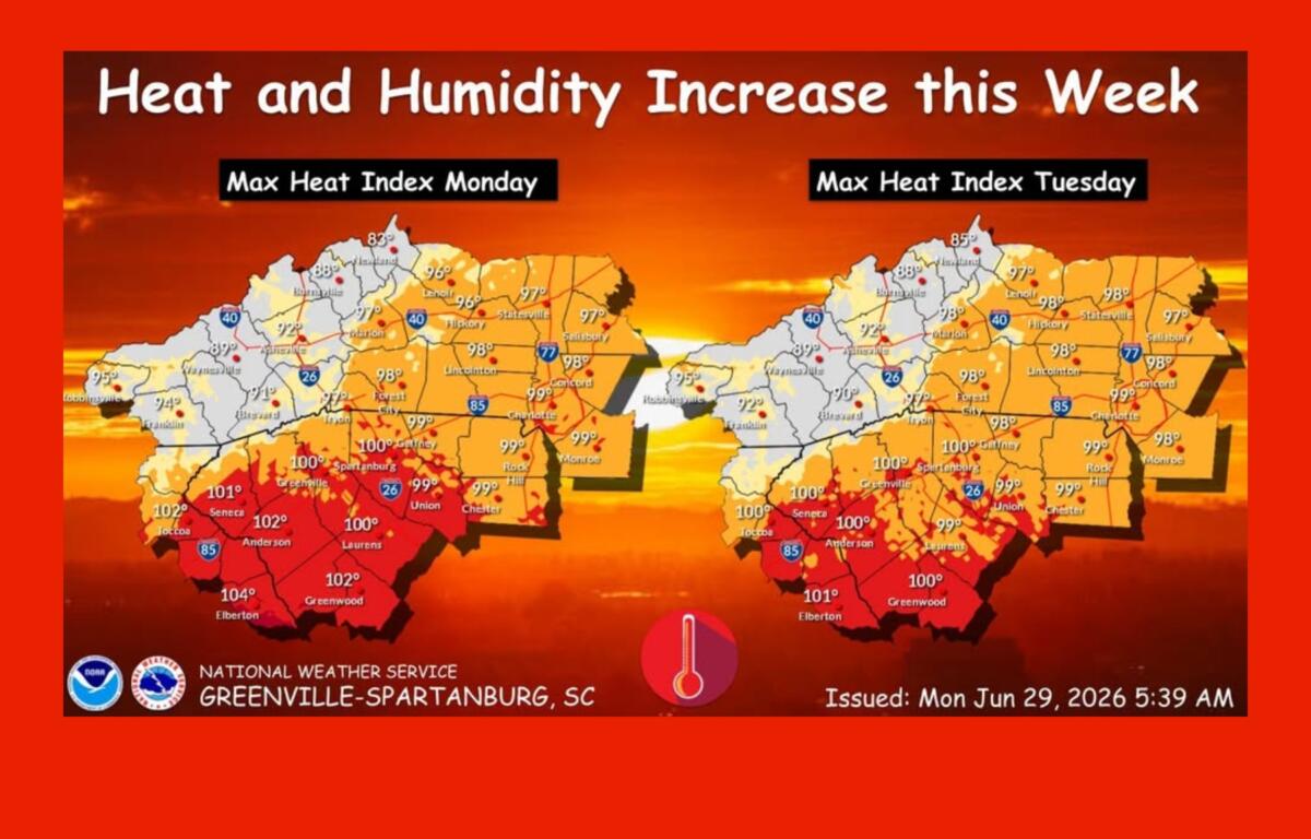 Western North Carolina is in for a stretch of hot, humid weather this week