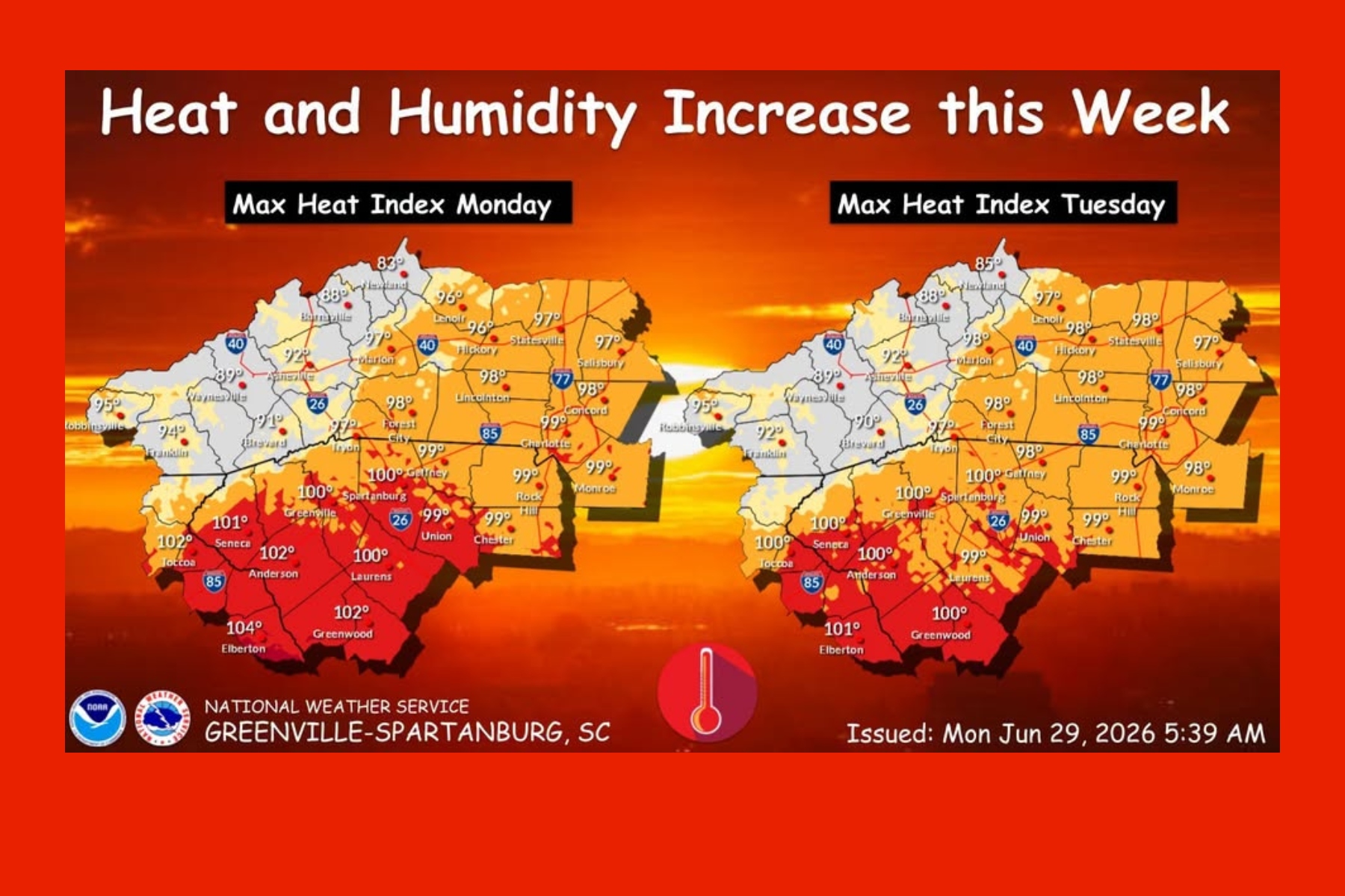 Western North Carolina is in for a stretch of hot, humid weather this week