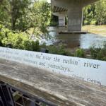 The French Broad River flowing through Asheville's River Arts District.