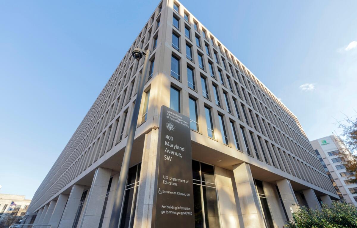 FILE - The U.S. Department of Education building is photographed in Washington, Dec. 3, 2024. (AP Photo/Jose Luis Magana, File)
