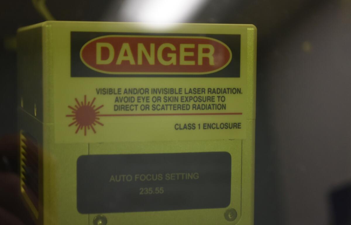 Laser engraving allows staff at the Charles George Department of Veterans Affairs Medical Center to permanently mark medical instruments with identification information, eliminating the need for adhesive tape labels. (Photo credit: Charles George Department of Veterans Affairs Medical Center)