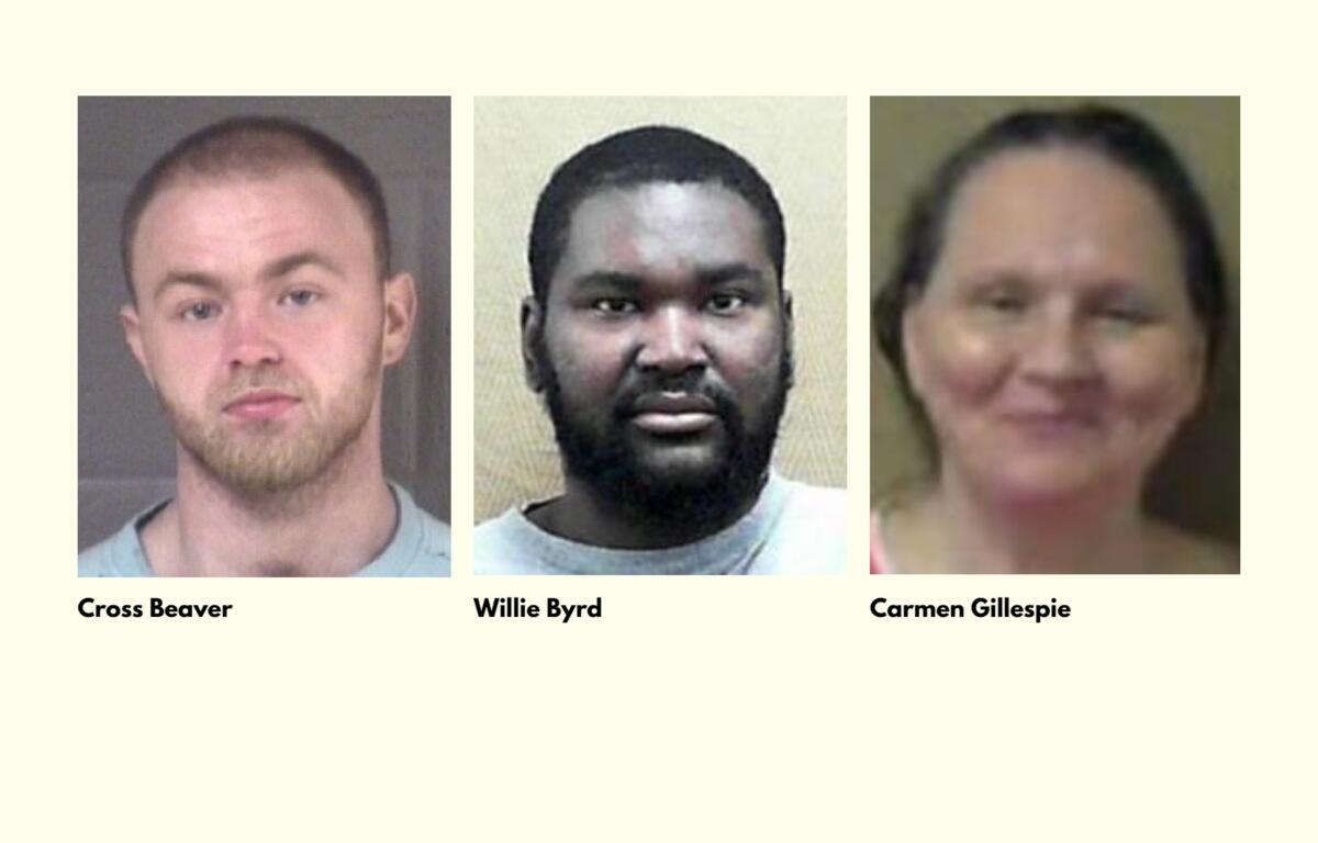 From left, Cross Beaver, Willie Byrd and Carmen Gillespie were convicted in connection with the 2021 shooting death of Boyce Shane Plemmons in Asheville.