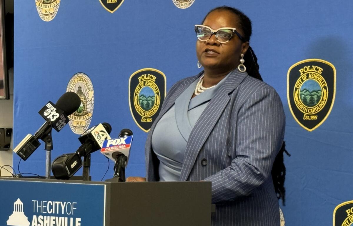 Asheville City Manager D.K. Wesley speaks during a news conference on the Biltmore Avenue mass shooting, emphasizing that preventing gun violence requires collaboration among law enforcement, local government, community organizations and residents.