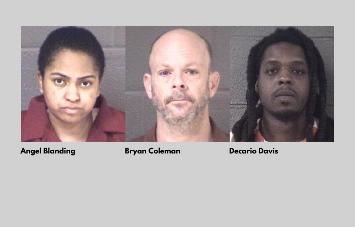 Mug shots of the three defendants sentenced this week in Buncombe County Superior Court. From left are Angel Blanding, Bryan George Coleman and Decario Davis, who received active prison sentences in separate criminal cases announced Thursday by the Buncombe County District Attorney's Office.