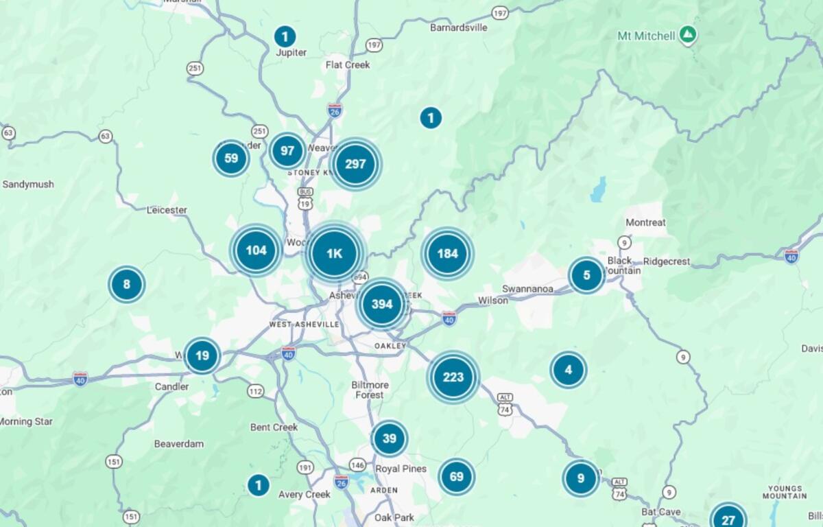 Duke Energy outage map on Wednesday morning