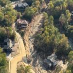 Oblique aerial view of a landslide near Black Mountain, North Carolina triggered by intense rainfall during Hurricane Helene in fall 2024. The photograph was collected during a U.S. Geological Survey aerial reconnaissance flight documenting widespread landsliding and flooding associated with the storm.