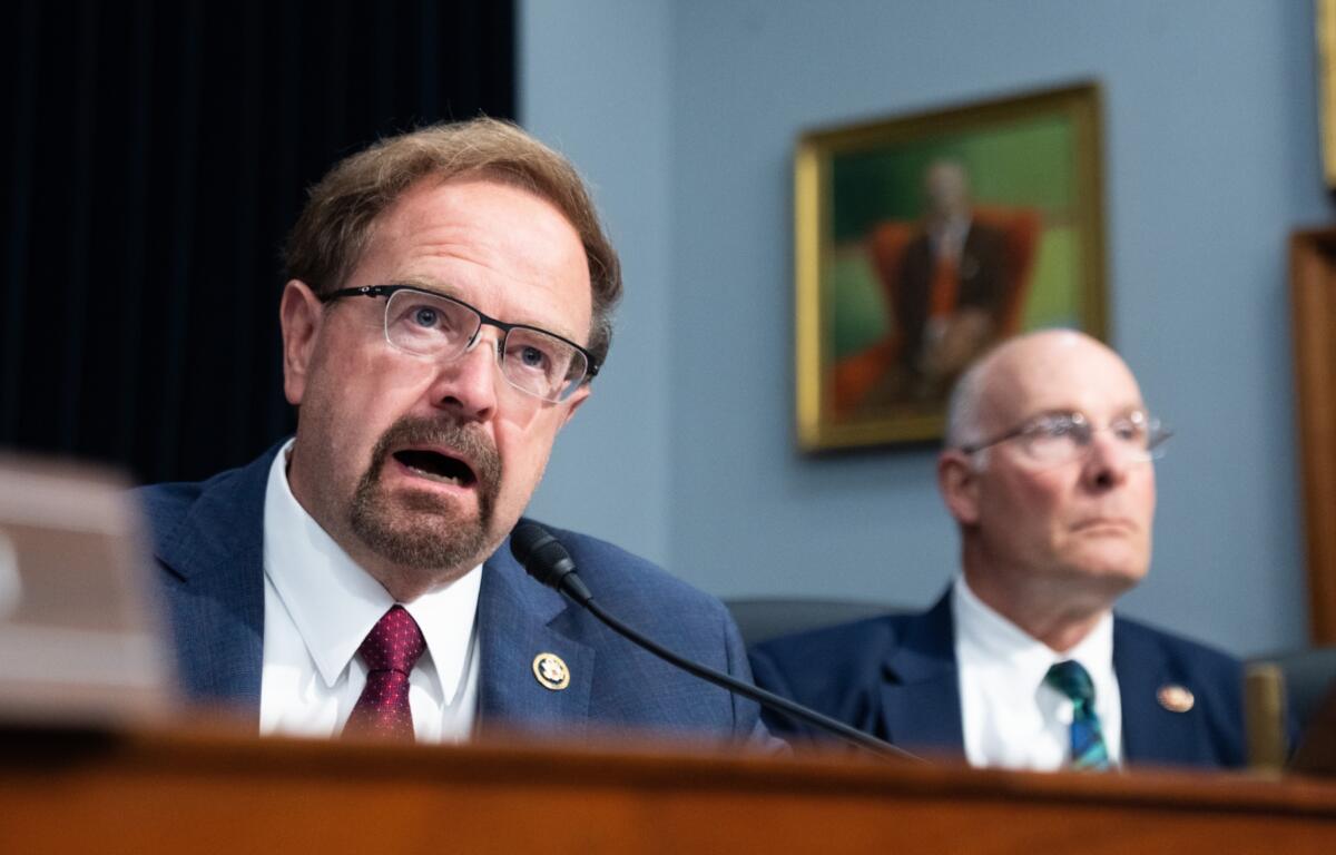 Rep. Chuck Edwards, R-N.C., asks questions following Secretary of State Marco Rubio's testimony before the House Appropriations Committee, Tuesday, June 2, 2026 in Washington. (AP Photo/Allison Robbert)