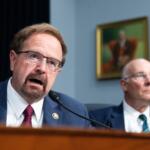 Rep. Chuck Edwards, R-N.C., asks questions following Secretary of State Marco Rubio's testimony before the House Appropriations Committee, Tuesday, June 2, 2026 in Washington. (AP Photo/Allison Robbert)