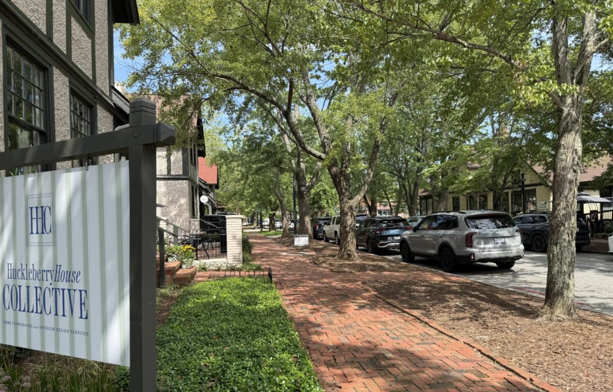 A brick sidewalk along Boston Way in Biltmore Village is among the historic infrastructure Asheville plans to restore as part of its Helene recovery efforts.