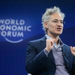 Alex Karp, CEO of the software firm Palantir Technologies speaks during the Annual Meeting of the World Economic Forum in Davos, Switzerland, Tuesday, Jan. 20, 2026. (AP Photo/Markus Schreiber)