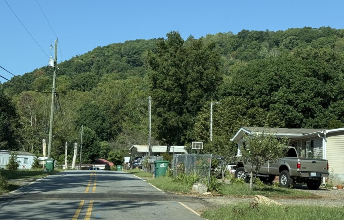 Deaverview Mountain rises behind homes along Deaverview Road in Asheville. Buncombe County purchased the 342-acre mountain in March and plans to develop it as a public park.