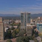 Downtown Asheville is seen from the Buncombe County Courthouse webcam on Sept. 30, 2026.