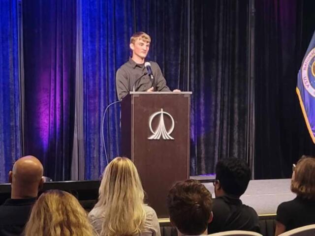On June 29, A-B Tech physics student Curtis Epley gave a presentation about his experiment at this year's Student Spaceflight Experiments Program's (SSEP) National Conference at the Kennedy Space Center Visitor Complex in Florida. 