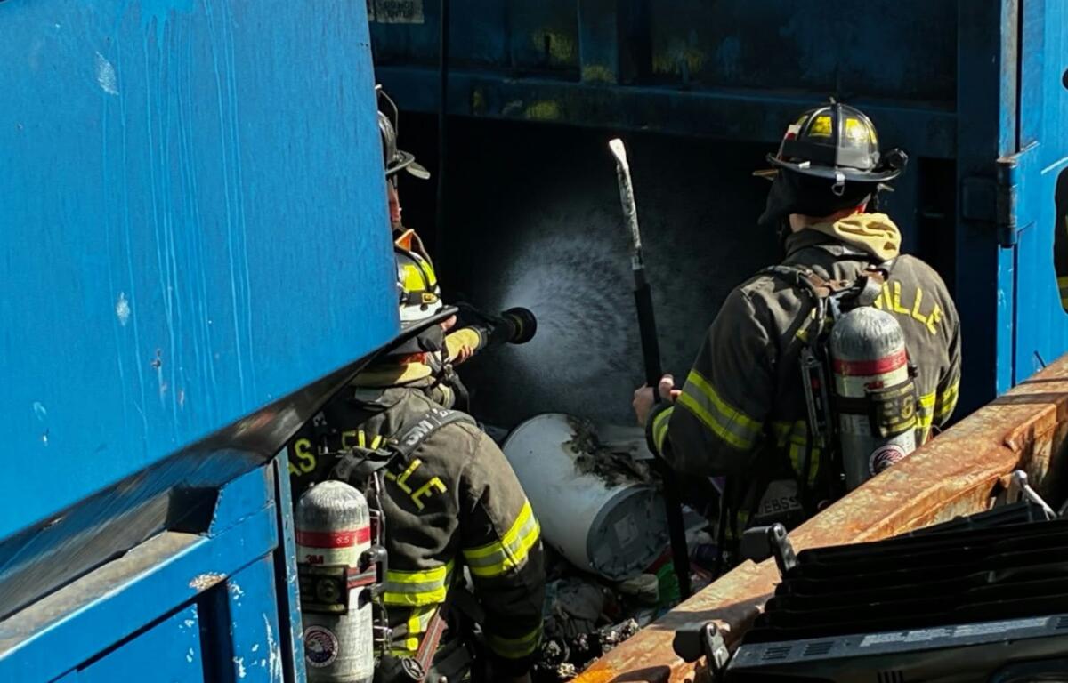 Asheville firefighters put out a dumpster fire at Patton Avenue Goodwill.