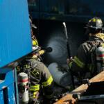 Asheville firefighters put out a dumpster fire at Patton Avenue Goodwill.