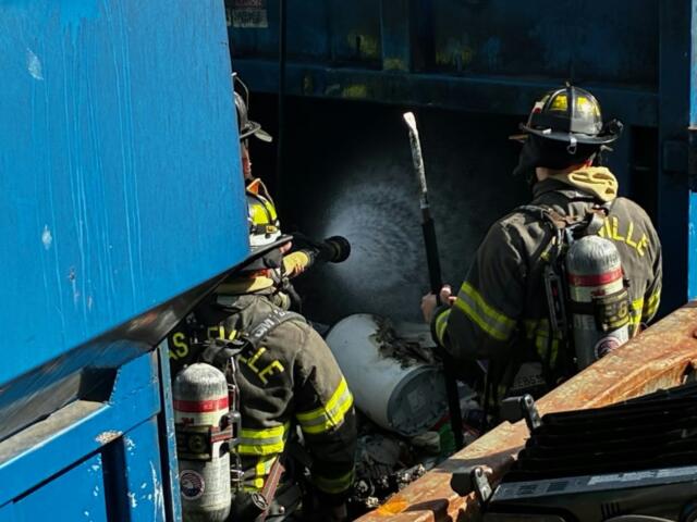 Asheville firefighters put out a dumpster fire at Patton Avenue Goodwill.