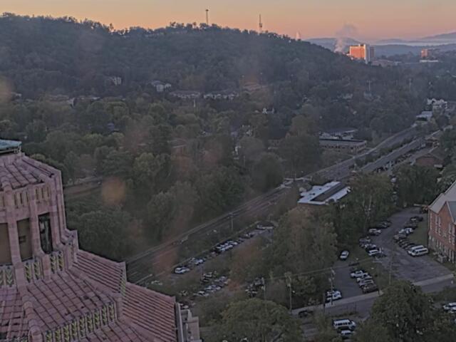 Morning light settles over Asheville on Thursday, Oct. 1, as seen from the Buncombe County Courthouse webcam.