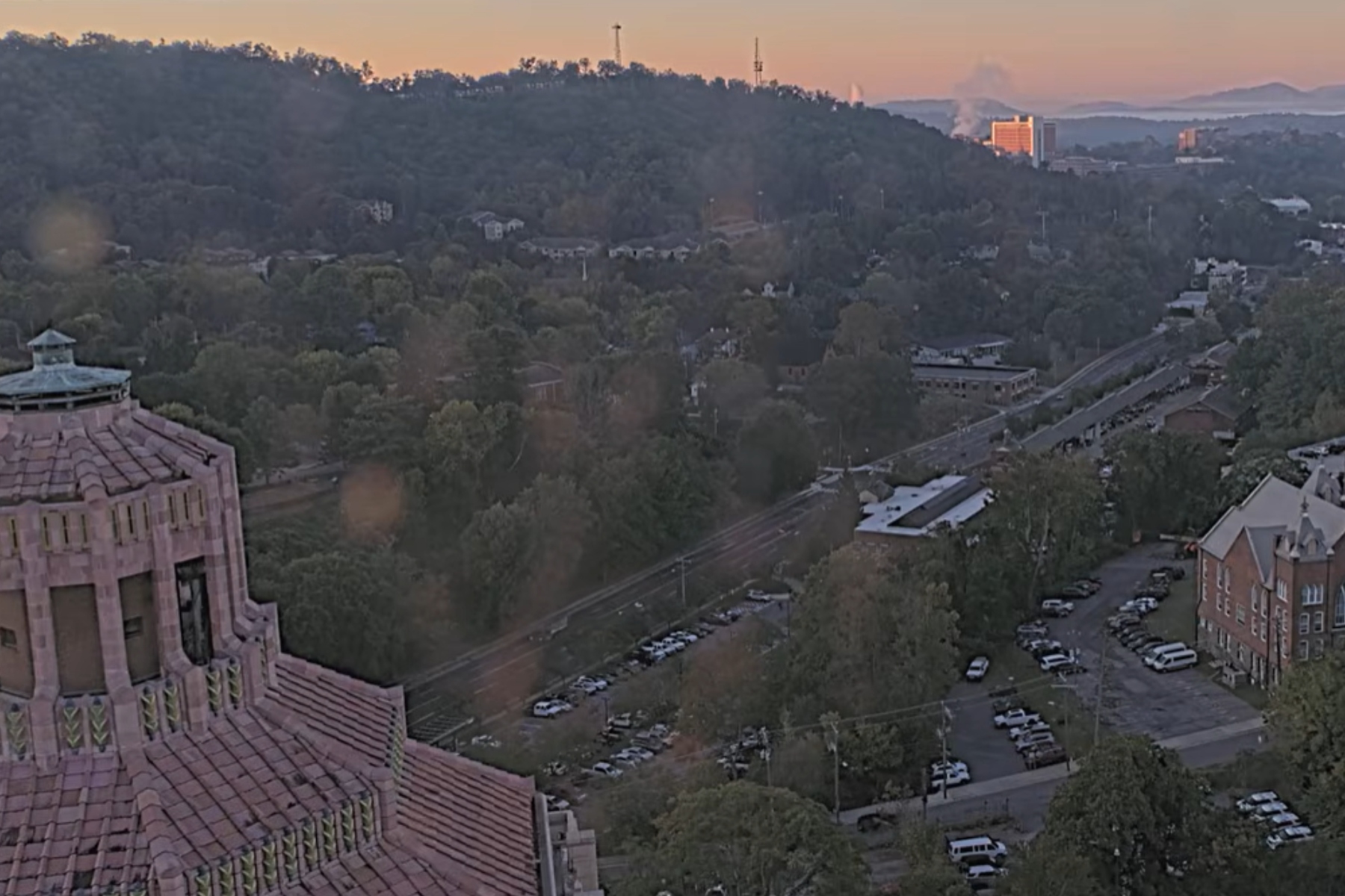 Morning light settles over Asheville on Thursday, Oct. 1, as seen from the Buncombe County Courthouse webcam.