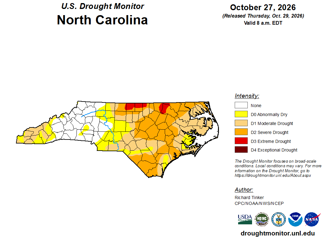 This is the North Carolina Drought Monitor, released on Oct. 29.