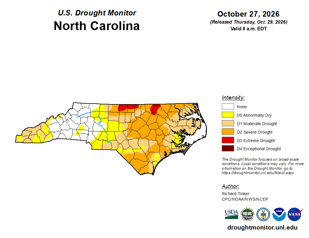 This is the North Carolina Drought Monitor, released on Oct. 29.