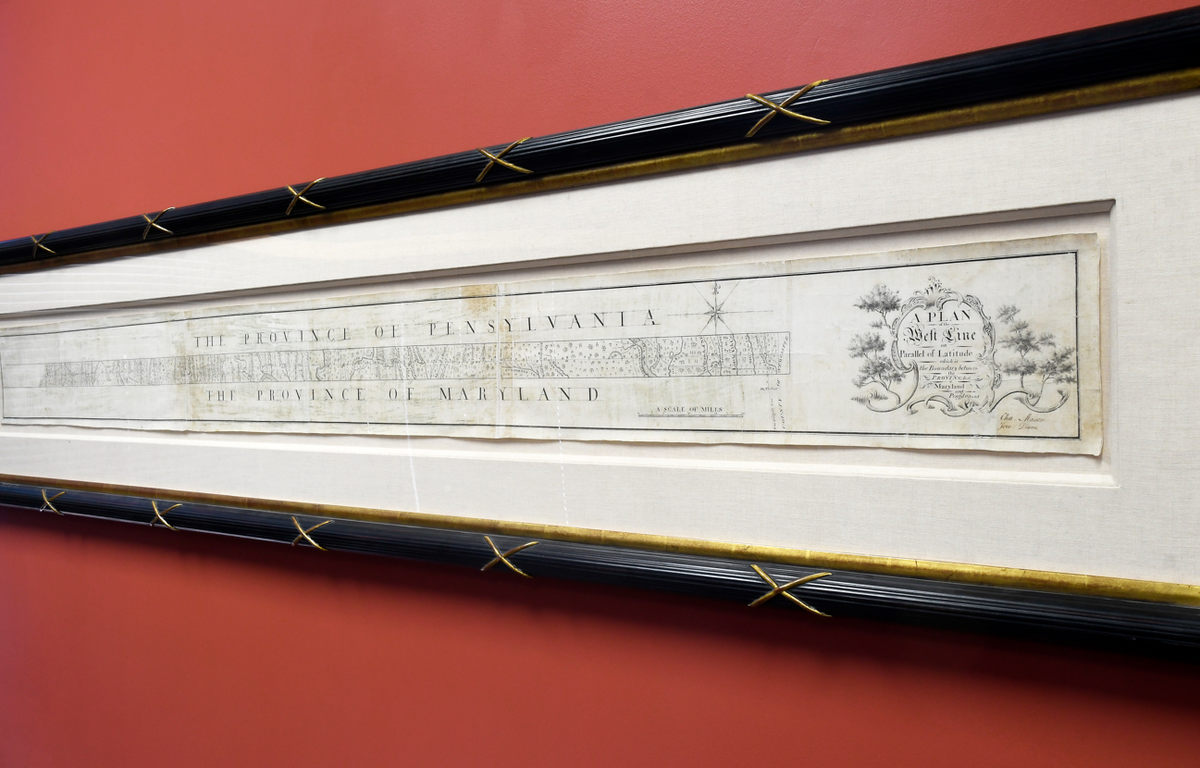 This is the framed Mason-Dixon Line Map. Photo provided by Brunk Auctions.