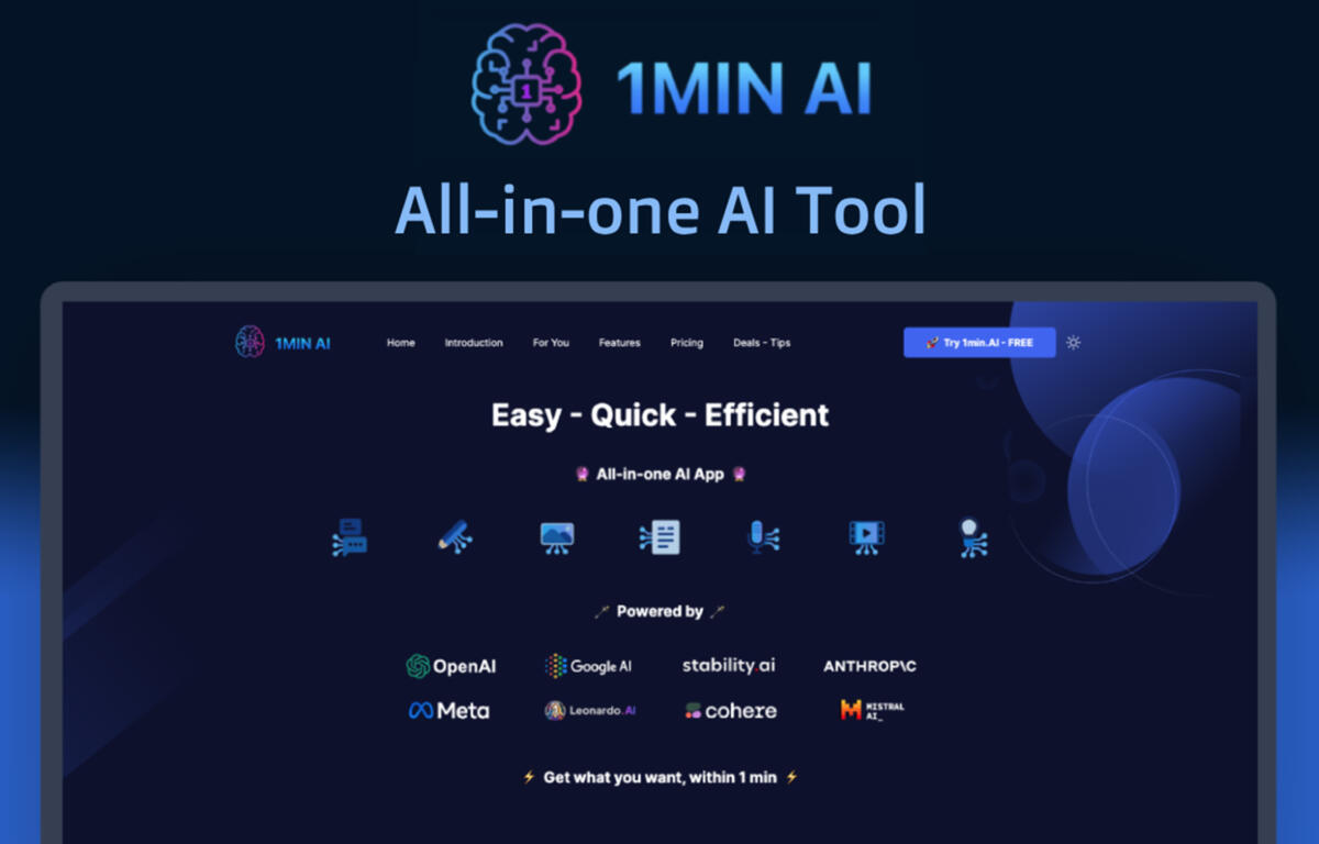 1min.AI Lifetime Deal Offers Writing and Creative Tools for $69.97